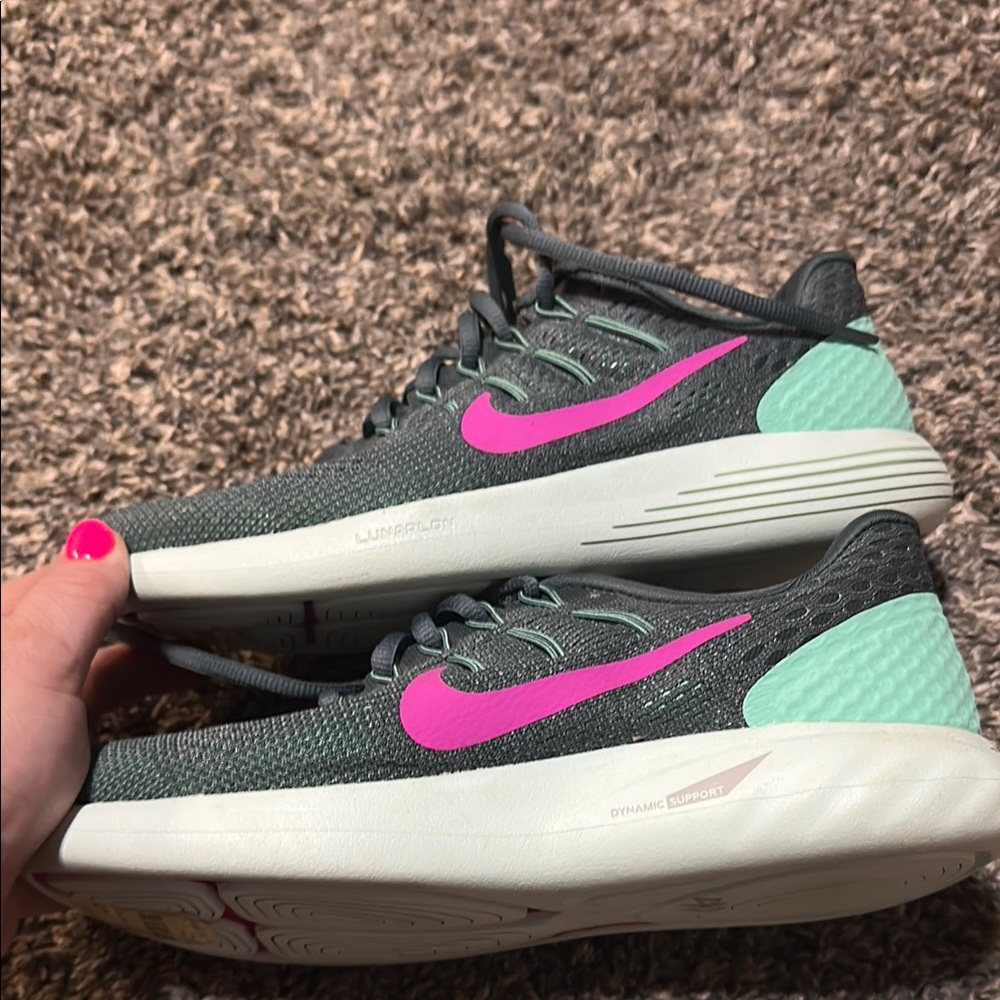 Nike Teal and Pink Sneakers with Cushioned Soles - Picture 2 of 6